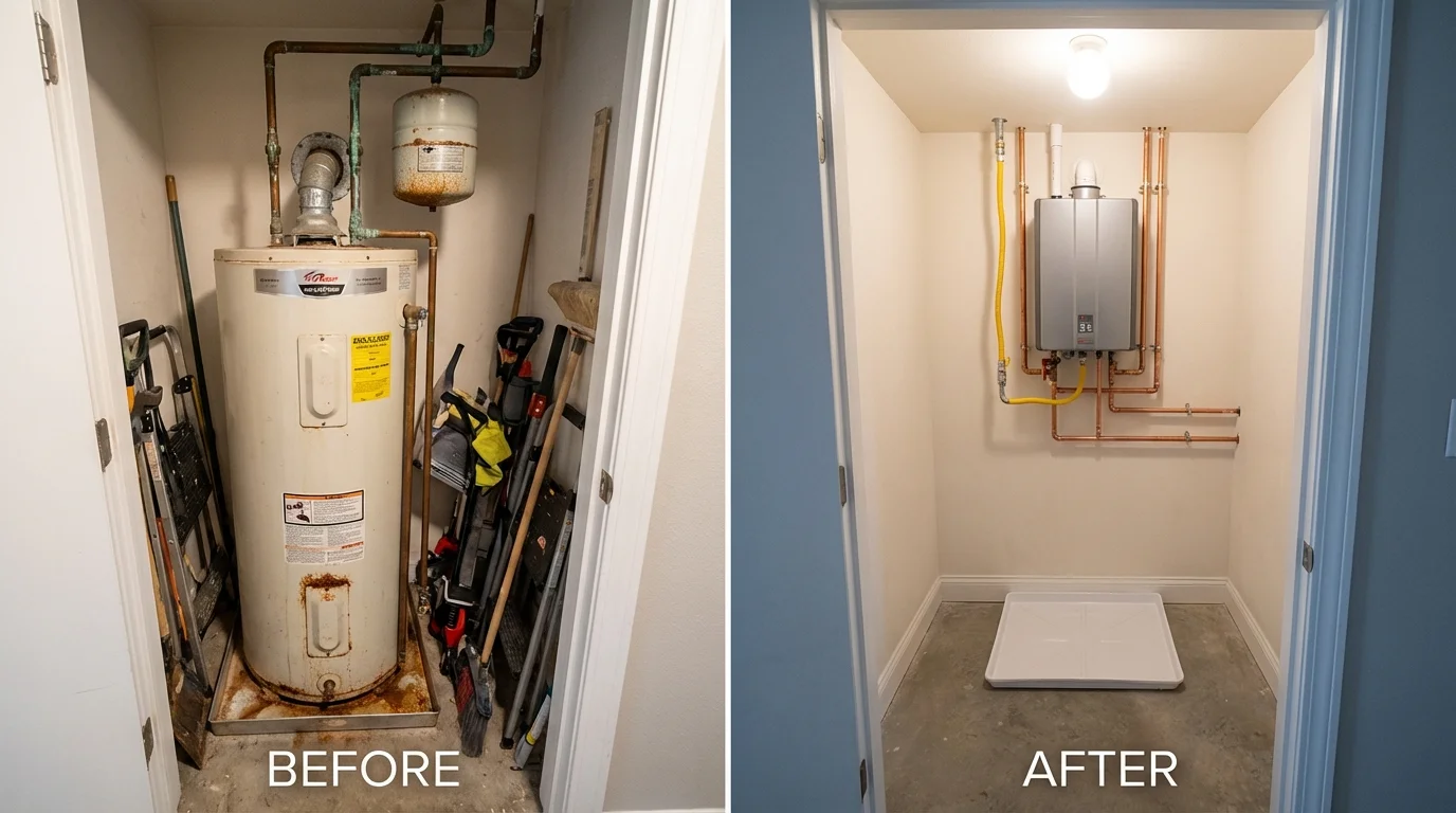 Tank water heater versus wall-mounted tankless unit comparison for Irmo, SC homeowners